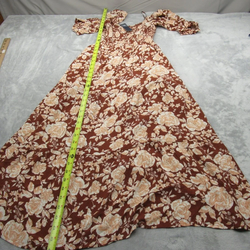 Abercrombie Fitch Dress Women Small Tall Brown Floral Lined Off Shoulder 46